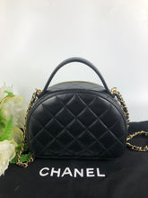 Load image into Gallery viewer, Chanel black lambskin clutch with chain, gold hdw
