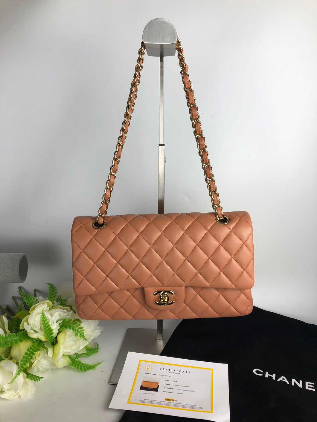 Chanel 25 series medium caramel lambskin, gold hdw