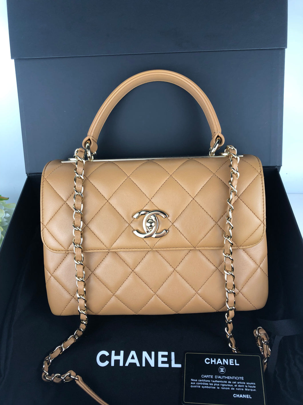 Chanel caramel trendy, gold hdw