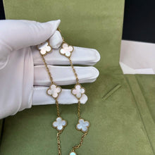 Load image into Gallery viewer, Van Cleef &amp; Arpels white mother of pearl 10 motif 18k gold vintage Alhambra necklace
