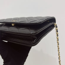 Load image into Gallery viewer, Chanel microchip black caviar WOC, wallet on chain, with gold hardware
