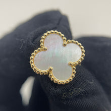 Load image into Gallery viewer, Van Cleef &amp; (VCA) white mother of pearl 18k gold vintage Alhambra earrings
