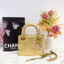 Load image into Gallery viewer, Lady Dior gold snakeskin mini, gold hdw
