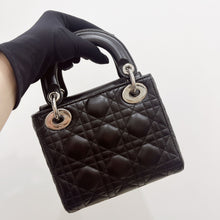 Load image into Gallery viewer, Lady Dior Black mini cannage lambskin with silver hdw
