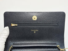 Load image into Gallery viewer, Chanel black caviar microchip woc (wallet on chain) with gold hdw
