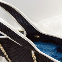 Load image into Gallery viewer, Chanel 2023 raffia calfskin blue and white coco beach tote
