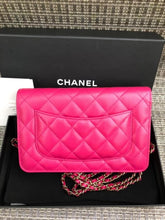 Load image into Gallery viewer, Chanel 22k dark pink caviar woc wallet on chain, full set
