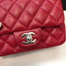 Load image into Gallery viewer, Chanel mini red caviar square, silver hdw
