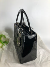 Load image into Gallery viewer, Lady Dior medium black patent, silver hdw
