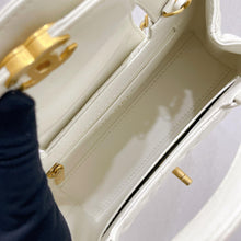 Load image into Gallery viewer, Chanel white Kelly Nano, crinkled shiny calfskin with aged gold hdw
