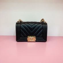 Load image into Gallery viewer, Chanel small black boy bag, caviar chevron, with gold hdw
