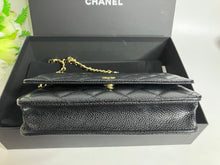 Load image into Gallery viewer, Chanel black caviar 28 series magnetic wallet on chain (WOC) with gold hdw
