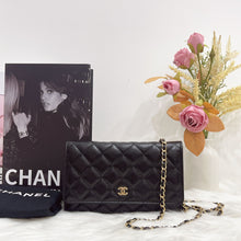 Load image into Gallery viewer, Chanel microchip black caviar WOC, wallet on chain, with gold hardware

