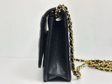 Load image into Gallery viewer, Chanel black caviar microchip woc (wallet on chain) with gold hdw
