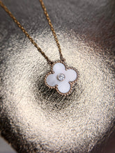 Load image into Gallery viewer, Van Cleef &amp; Arpels (VCA) 2012 holiday mother of pearl (mop) 18k rose gold and diamond pendant
