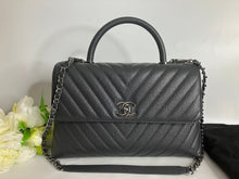 Load image into Gallery viewer, Chanel Large grey caviar coco handle, silver hdw
