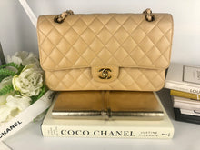 Load image into Gallery viewer, Chanel beige caviar medium classic, gold hdw
