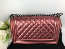 Load image into Gallery viewer, Chanel old medium pink patent boy bag, ruthenium hdw
