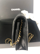 Load image into Gallery viewer, Chanel chip black caviar wallet on chain woc, gold hdw
