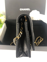 Load image into Gallery viewer, Chanel chip black caviar wallet on chain woc, gold hdw
