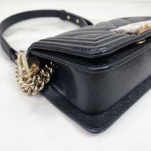 Load image into Gallery viewer, Chanel black caviar mini boy bag, chip with light gold hdw
