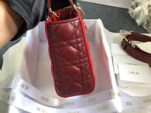 Load image into Gallery viewer, Lady Dior small two tone burgundy red cannage lambskin, with gold hdw 2024
