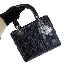 Load image into Gallery viewer, Lady Dior black medium cannage lambskin, silver hdw
