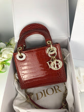 Load image into Gallery viewer, Lady Dior red mini exotic crocodile, full set
