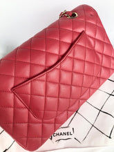 Load image into Gallery viewer, Chanel 23 series dark pink edge stitched caviar medium classic, gold hdw
