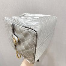 Load image into Gallery viewer, Chanel 25 small in silver caviar, aged gold hdw
