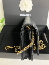 Load image into Gallery viewer, Chanel black caviar 28 series magnetic wallet on chain (WOC) with gold hdw
