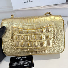 Load image into Gallery viewer, Chanel rare gold crocodile mini, aged gold hdw

