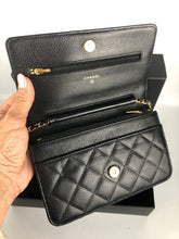 Load image into Gallery viewer, Chanel black caviar woc, wallet on chain with gold hdw 29 series
