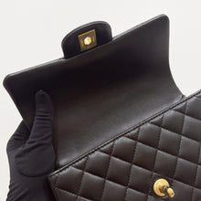 Load image into Gallery viewer, Chanel black mini lambskin, 20cm with top handle and gold hdw
