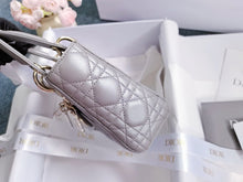 Load image into Gallery viewer, Lady Dior mini in pearl grey with light gold hdw
