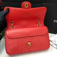 Load image into Gallery viewer, Chanel 17c Exotic red Python medium flap, with gold hdw
