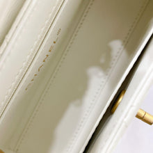 Load image into Gallery viewer, Chanel white Kelly Nano, crinkled shiny calfskin with aged gold hdw
