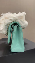 Load image into Gallery viewer, Chanel 21s Tiffany blue medium caviar classic, light gold hdw
