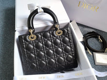 Load image into Gallery viewer, Lady Dior black medium with gold hdw
