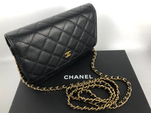 Load image into Gallery viewer, Chanel black caviar woc, wallet on chain with gold hdw 29 series
