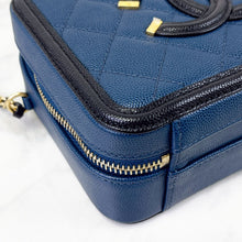 Load image into Gallery viewer, Chanel small blue filigree vanity, gold hdw
