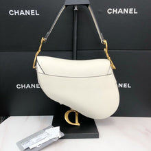 Load image into Gallery viewer, Dior medium saddle bag white, with gold hdw
