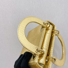 Load image into Gallery viewer, Lady Dior gold snakeskin mini, gold hdw
