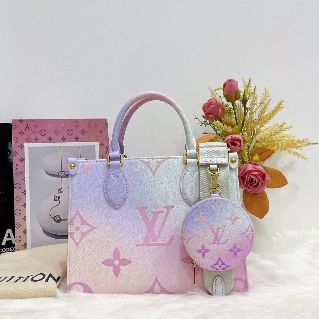 Rare Louis Vuitton Sunrise Pastel ontogo PM with Strap, coin pouch