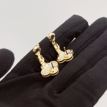 Load image into Gallery viewer, Van Cleef &amp; (VCA) white mother of pearl 18k gold vintage Alhambra earrings
