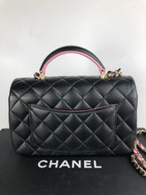 Load image into Gallery viewer, Chanel 23p black pink mini top handle, gold hdw
