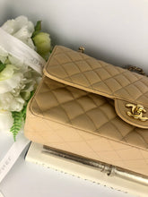 Load image into Gallery viewer, Chanel beige caviar medium classic, gold hdw
