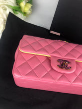 Load image into Gallery viewer, Chanel pink mini rectangular with yellow interior, rainbow hdw
