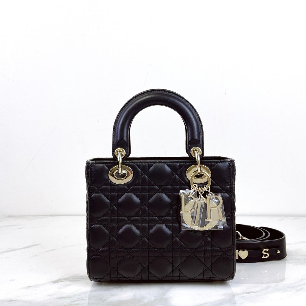 Lady Dior small black lambskin with gold hdw