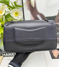 Load image into Gallery viewer, Chanel medium classic flap two tone black and blue with silver hdw.

